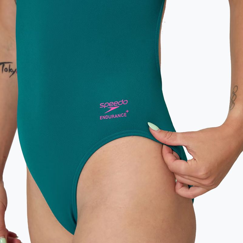 Damen Badeanzug Speedo Solid Powerback peacock 5