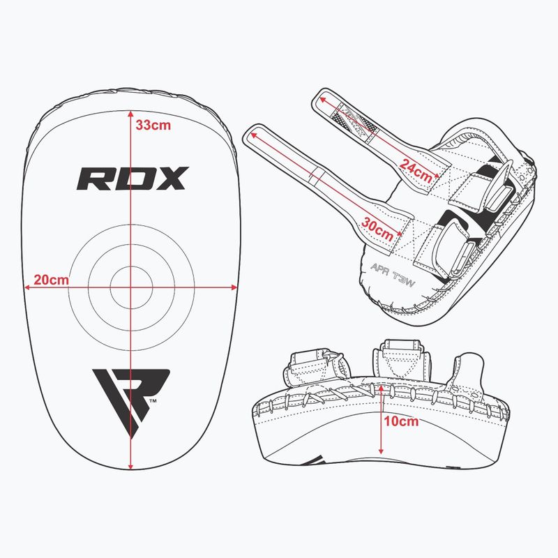 RDX T3 Muay Thai Training Schild Kick Pads weiß/schwarz 6