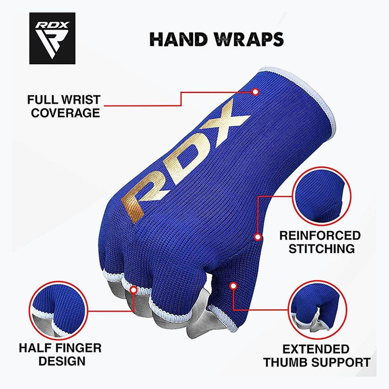 RDX Hosiery Inner Elasticated Half Finger Handschuh blau 3