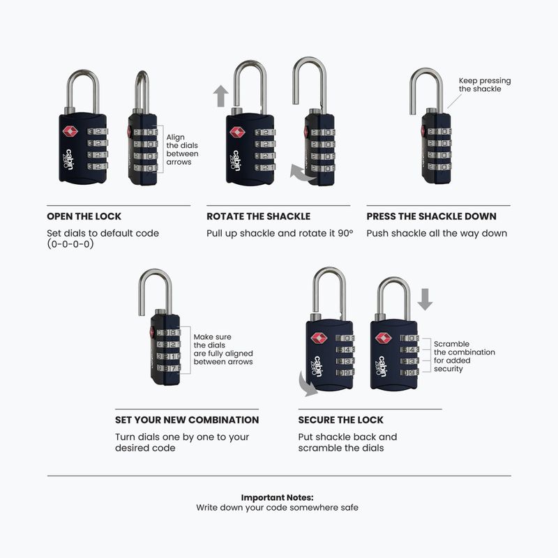 Kofferschloss CabinZero Travel TSA Lock absolute black 2