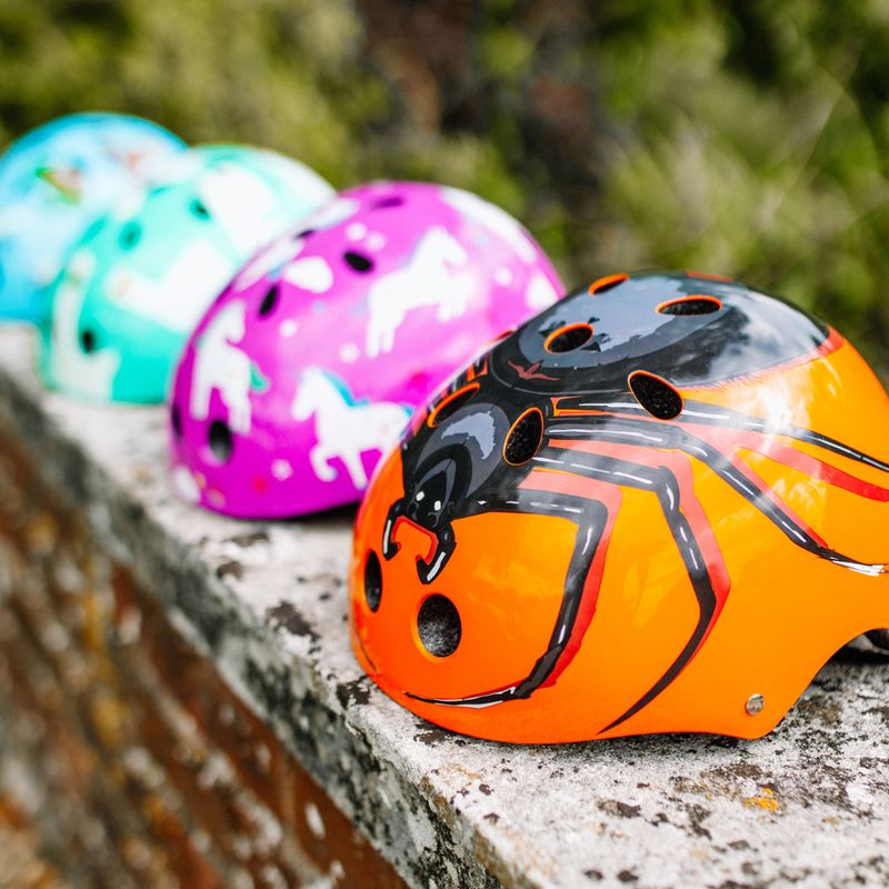 Hornit Spider orange/schwarzer Kinderfahrradhelm