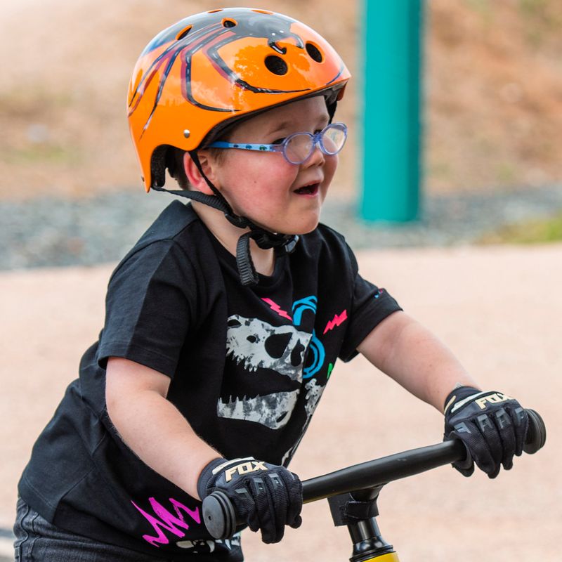 Hornit Spider orange/schwarzer Kinderfahrradhelm