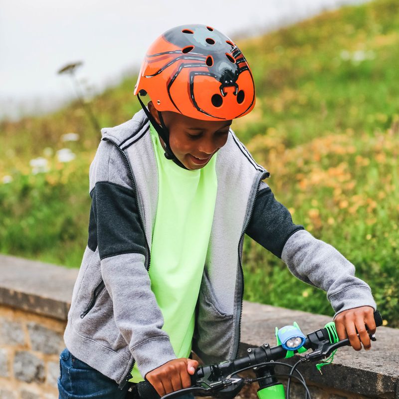 Hornit Spider orange/schwarzer Kinderfahrradhelm