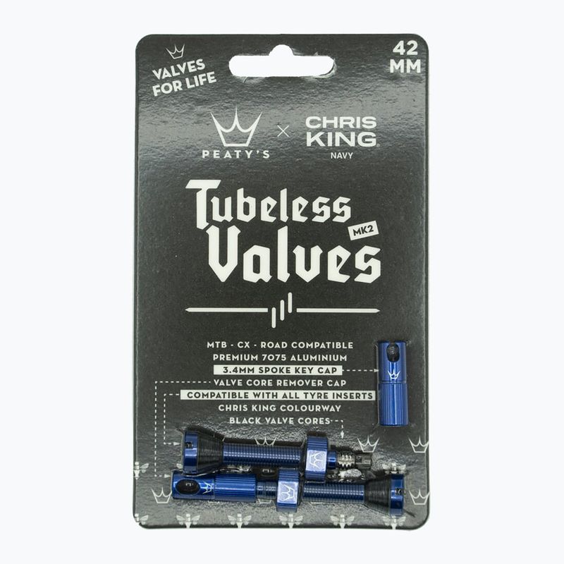 Peaty's X Chris King MK2 Presta Tubeless-Ventile Satz 42 mm navy 2