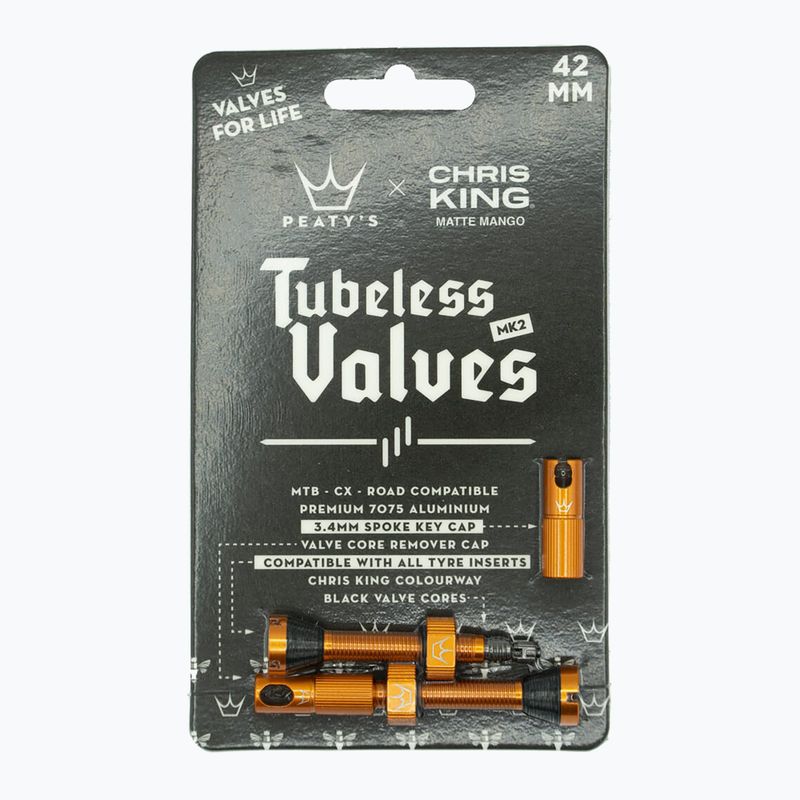 Peaty's X Chris King MK2 Presta Tubeless-Ventilsatz 42 mm mango 2