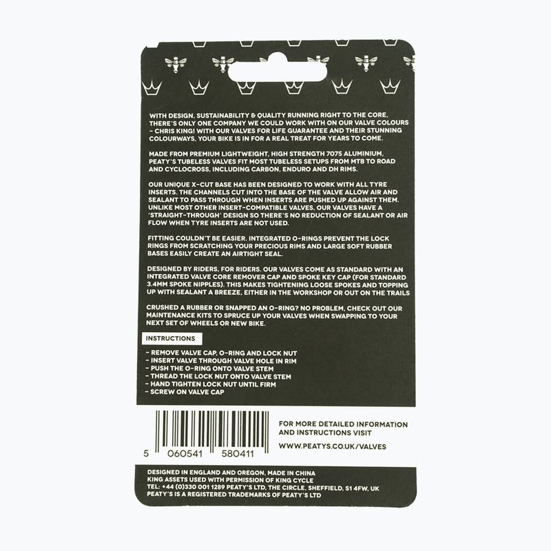 Peaty's X Chris King Mk2 Tubeless Ventile Presta Ventilsatz PTV2-42-PUN-12 83775