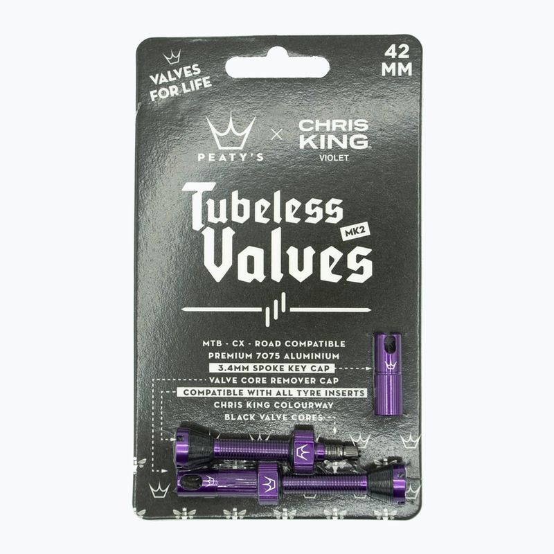 Peaty's X Chris King MK2 Presta Tubeless-Ventilsatz 42 mm violett 2