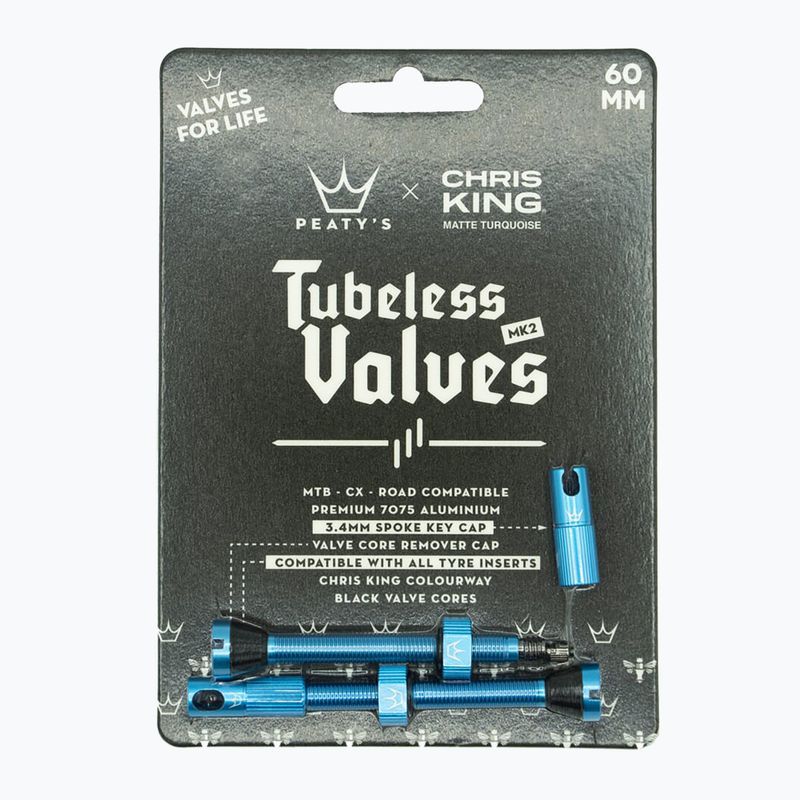 Peaty's X Chris King Mk2 Tubeless-Ventile PTV2-60-TRQ-12 Türkis 83793 2