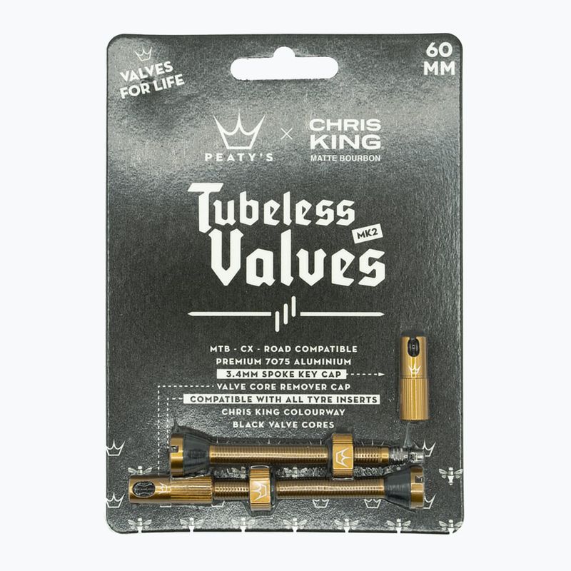 Peaty's X Chris King MK2 Tubeless-Ventile 60 mm bourbon presta Ventilsatz 2