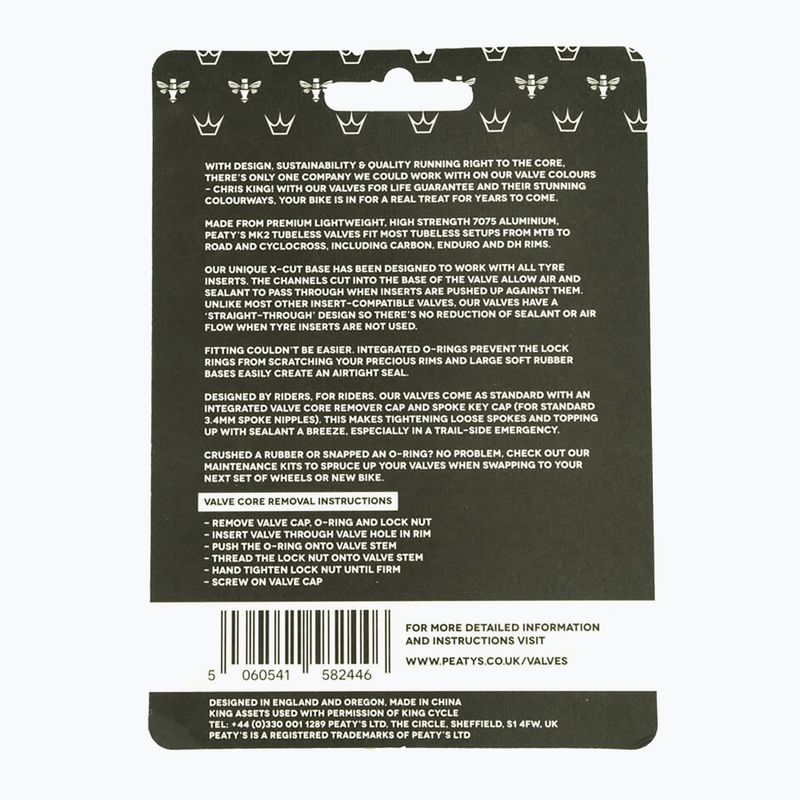 Peaty's X Chris King MK2 Tubeless-Ventile 60 mm bourbon presta Ventilsatz 3