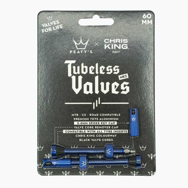 Peaty's X Chris King MK2 Presta Tubeless-Ventile Satz 60 mm navy 2