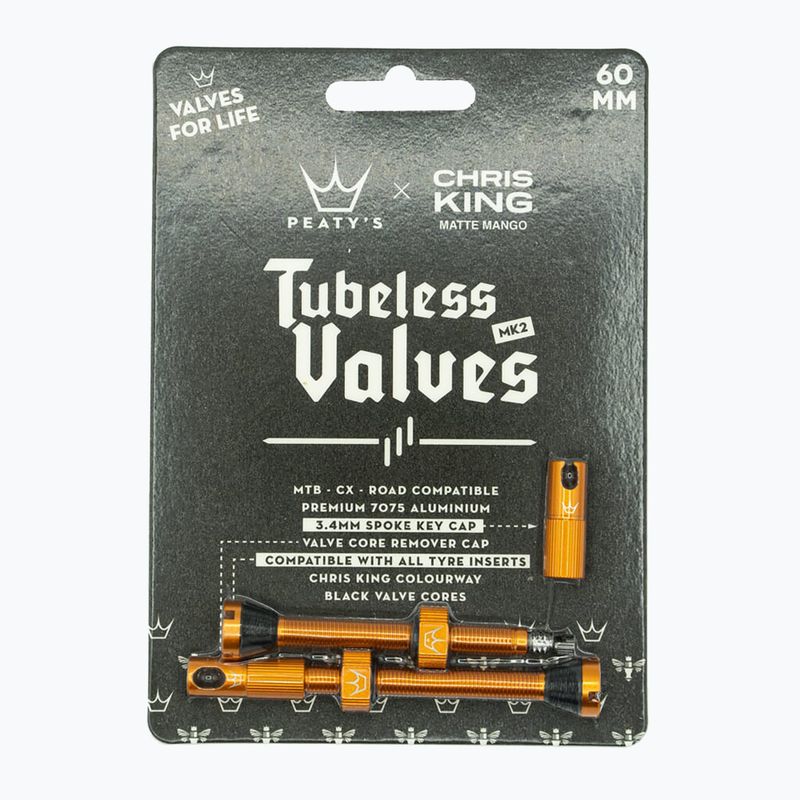 Peaty's X Chris King MK2 Tubeless-Ventile 60 mm mango presta Ventilsatz 2