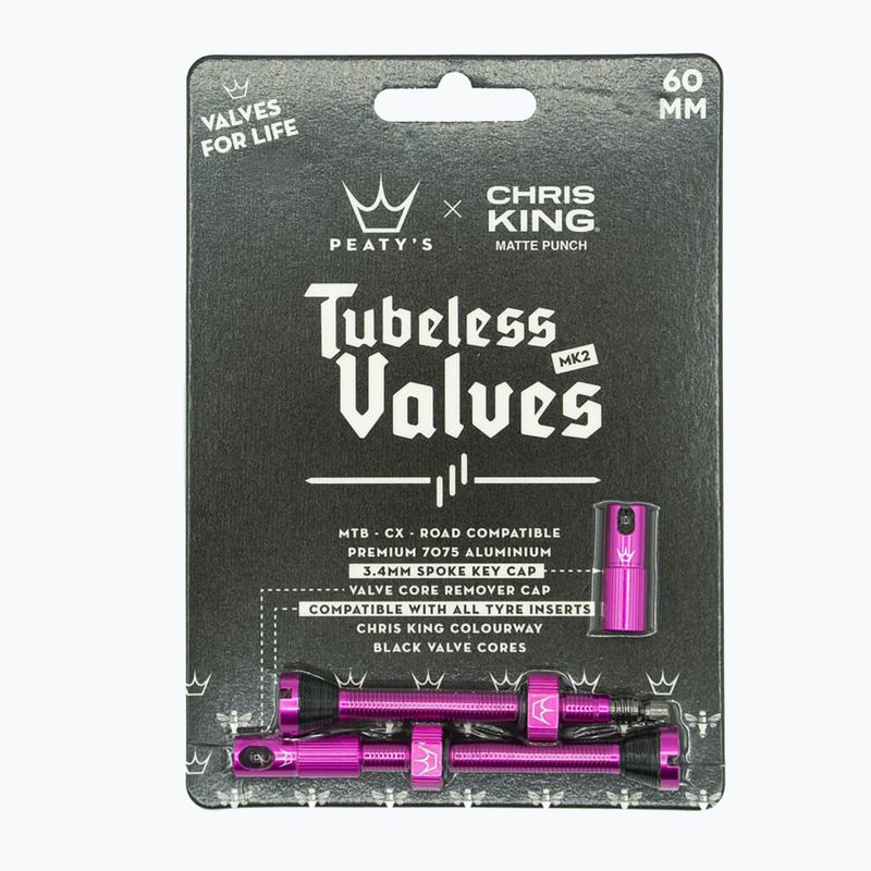 Peaty's X Chris King Mk2 Tubeless-Ventile Presta-Ventilsatz PTV2-60-PUN-12 rosa 83788 2