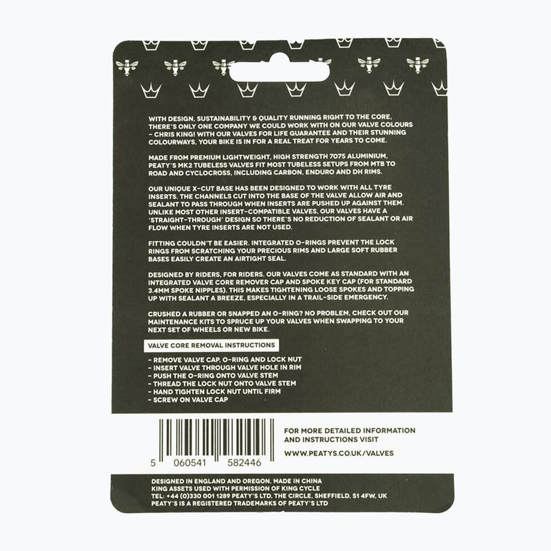 Peaty's X Chris King Mk2 Tubeless-Ventile Presta-Ventilsatz PTV2-60-PUN-12 rosa 83788