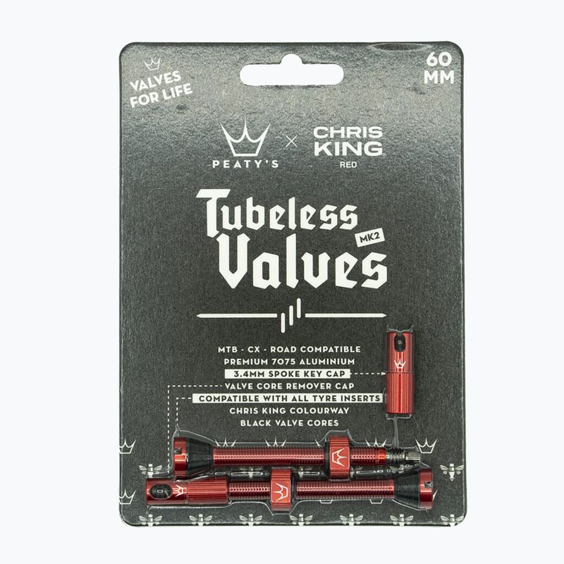 Peaty's X Chris King Mk2 Tubeless Ventile presta Ventilsatz PTV2-60-RED-12 rot 83790 2