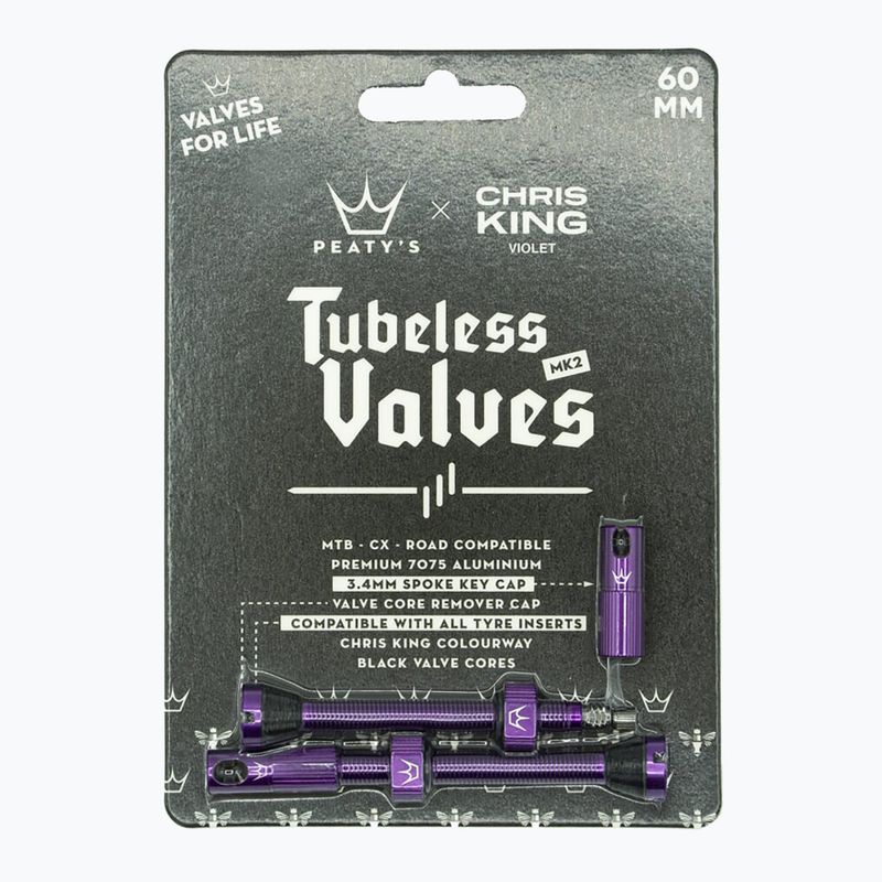 Peaty's X Chris King MK2 Presta Tubeless-Ventile Satz 60 mm violett 2