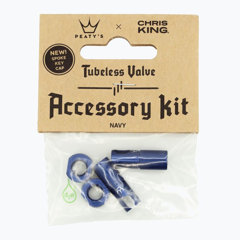 Peaty's X Chris King MK2 Tubeless-Ventile Zubehör-Kit navy