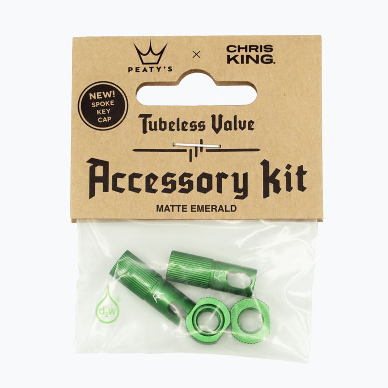 Peaty's X Chris King Mk2 Tubeless Valves Accessory Kit grün 83800 Fahrradreifen Ventilkappe
