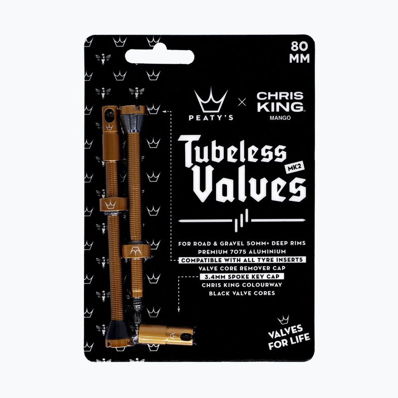 Presta-Ventilset Peaty's X Chris King MK2 Tubeless Valves 80 mm mango 2