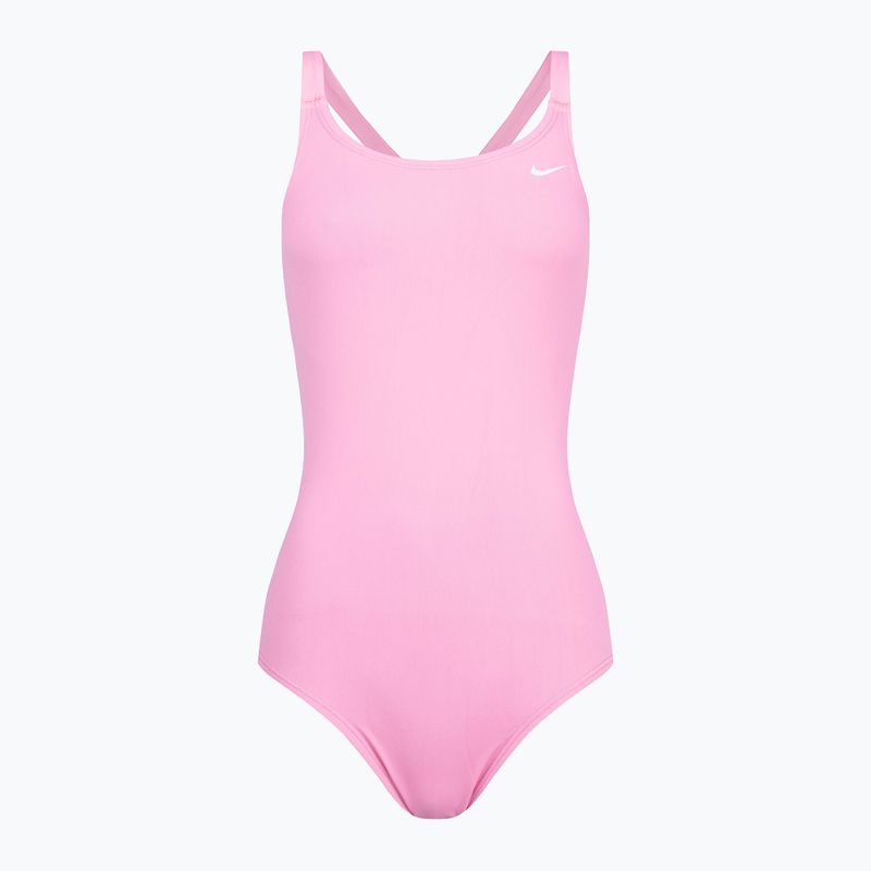 Nike Hydrastrong Solid Fastback einteiliger Badeanzug für Damen, rosa NESSA001-660