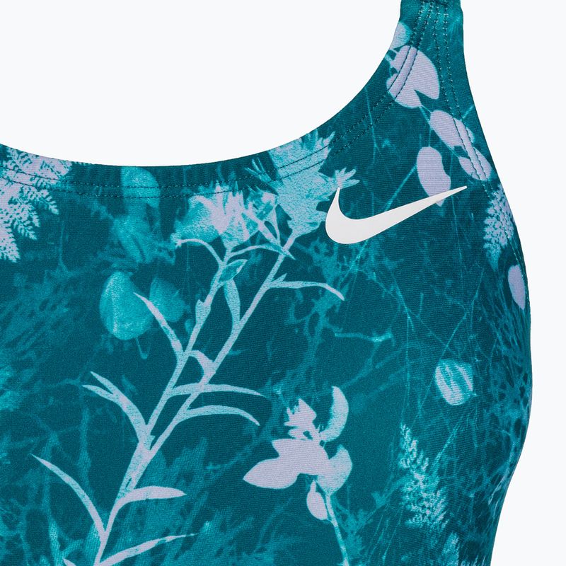 Einteiliger Badeanzug für Frauen Nike Hydrastrong Multi Print Fastback mineral teal 3