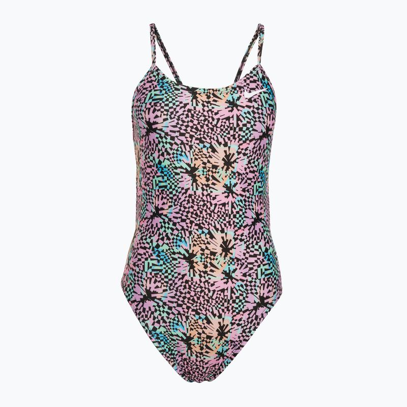Einteiliger Damen-Badeanzug Nike Hydrastrong Multi Print rosa Blüte
