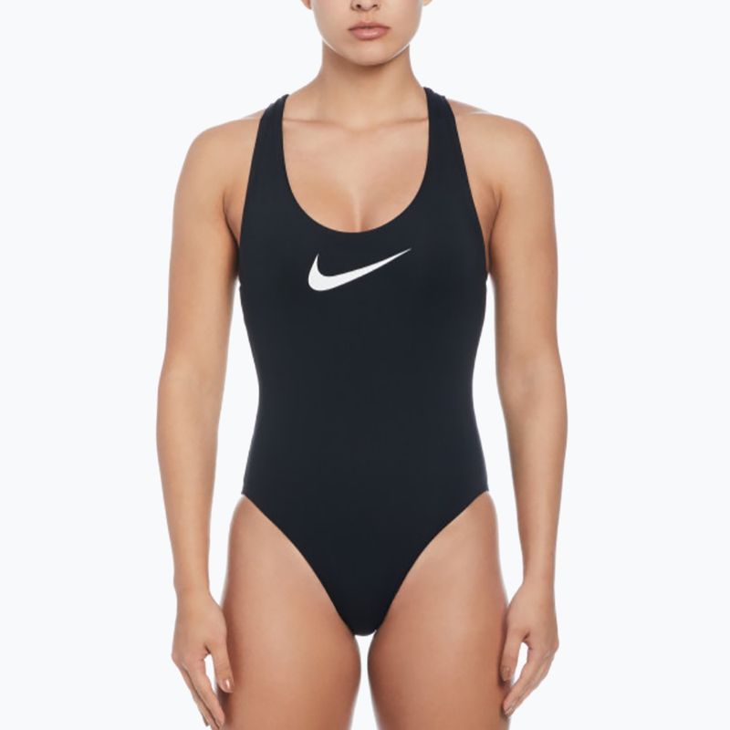 Einteiliger Damen-Badeanzug Nike Logo Tape schwarz 5