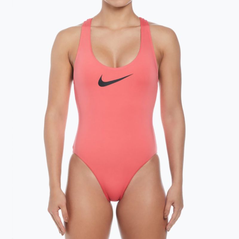 Einteiliger Damen-Badeanzug Nike Logo Tape Meer Koralle 5