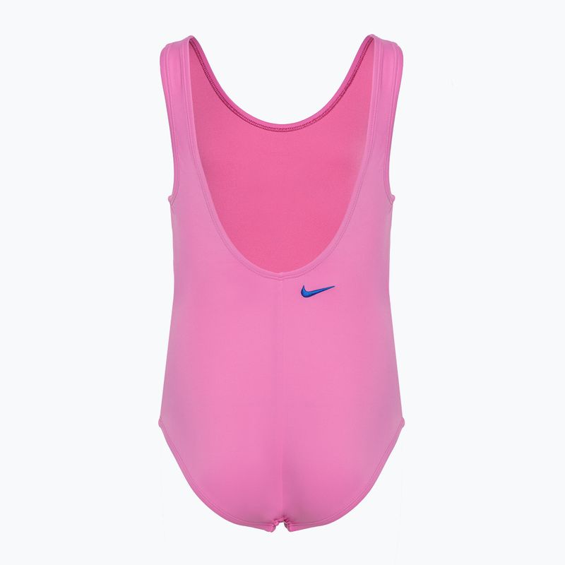 Nike Multi Logo U-Back einteiliger Badeanzug für Kinder in verspieltem Rosa 2