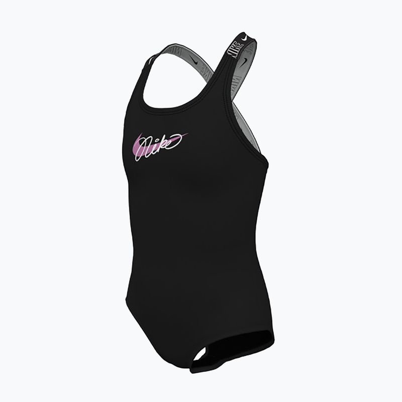 Einteiliger Schwimmanzug Kinder Nike Swim Girls Logo Tape Crossback black/playful pink/white/playful pink 3