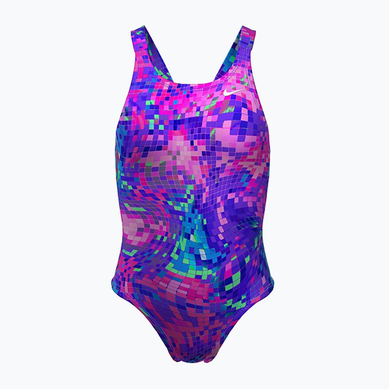 Einteiliger Schwimmanzug Kinder Nike Hydrastrong Multi Print Fastback persian violet