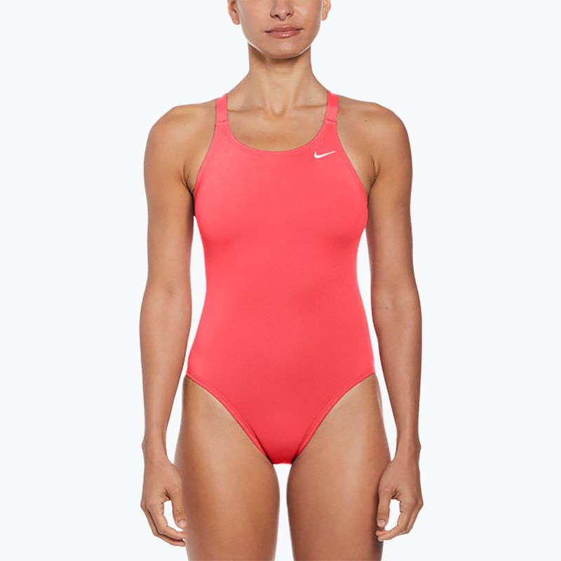 Einteiliger Schwimmanzug Damen Nike Hydrastrong Solid Fastback hot punch