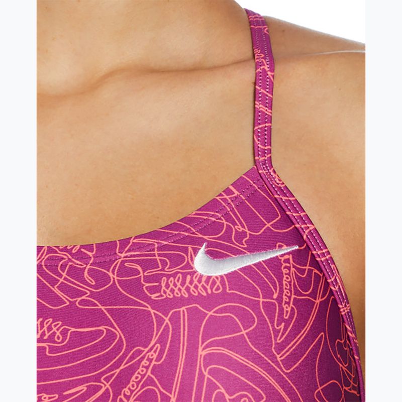 Einteiliger Schwimmanzug Damen Nike Hydrastrong Multi Print Cutout hot fuchsia 4