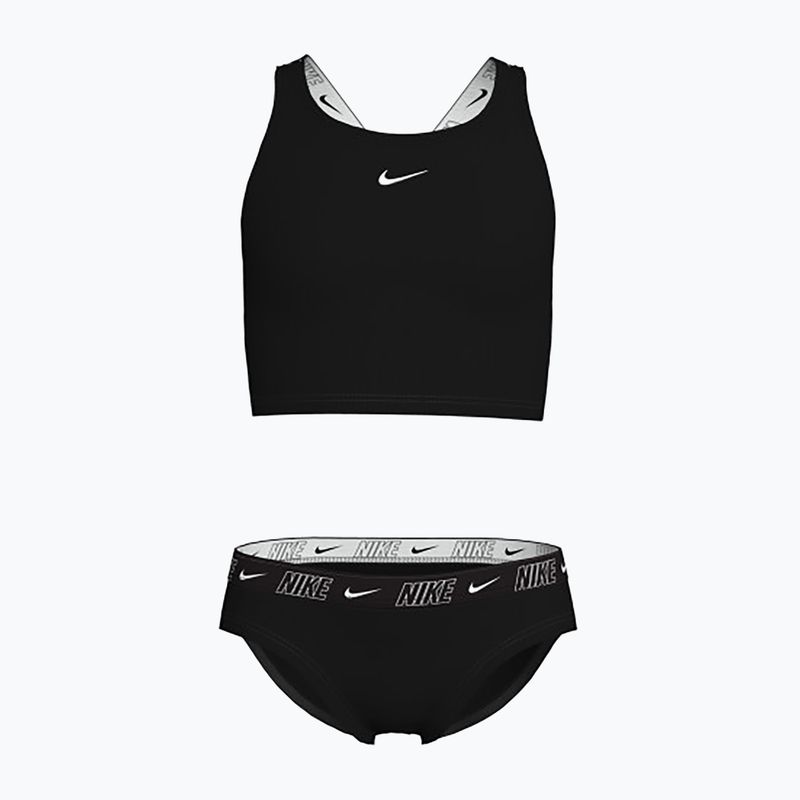 Zweiteiliger Kinder-Badeanzug Nike Logo Tape Crossback Midkini schwarz