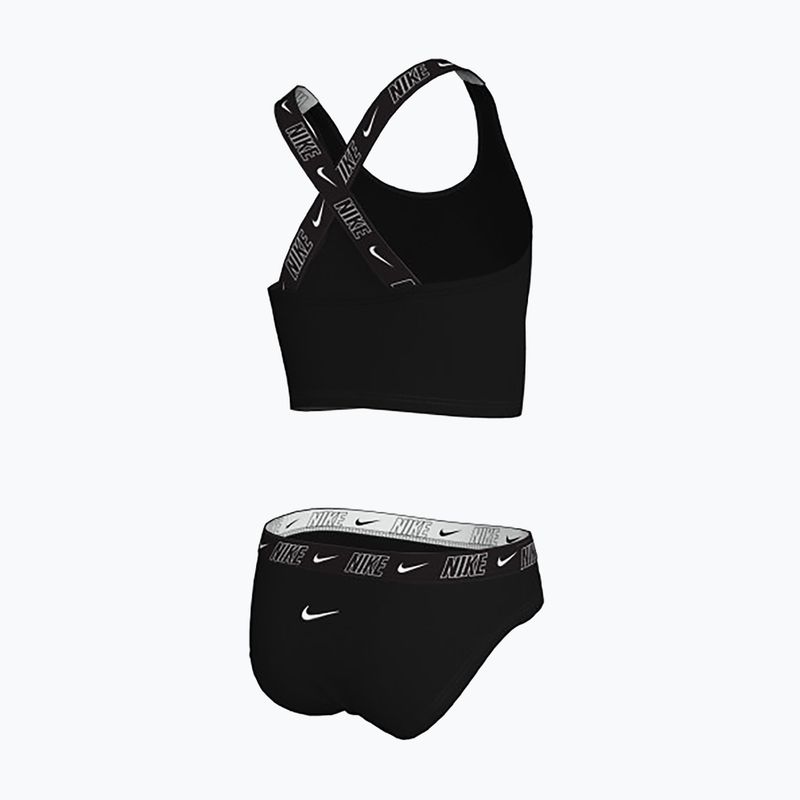Zweiteiliger Kinder-Badeanzug Nike Logo Tape Crossback Midkini schwarz 2