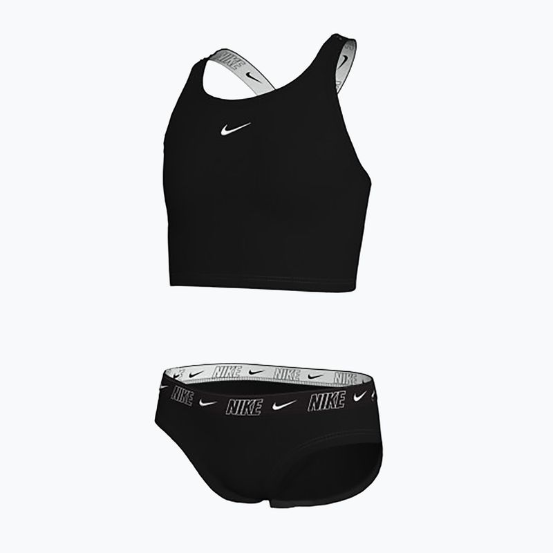 Zweiteiliger Kinder-Badeanzug Nike Logo Tape Crossback Midkini schwarz 3