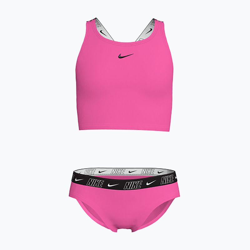 Zweiteiliger Kinder-Badeanzug Nike Logo Tape Crossback Midkini hyper pink