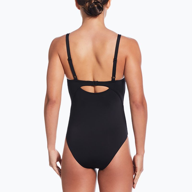 Einteiliger Damen-Badeanzug Nike Essential V-Neck schwarz 3
