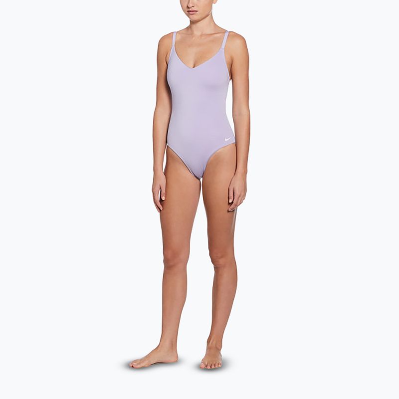 Einteiliger Damen-Badeanzug Nike Essential V-Neck Hortensien 2