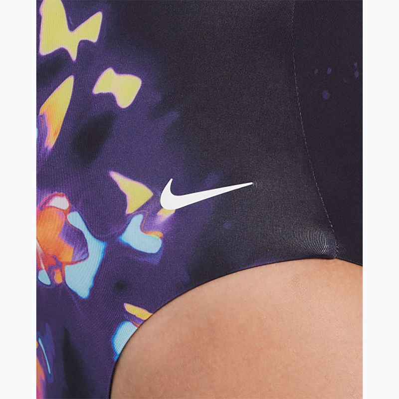 Nike Floral Blur V-Neck Damen-Badeanzug einteilig schwarz 4