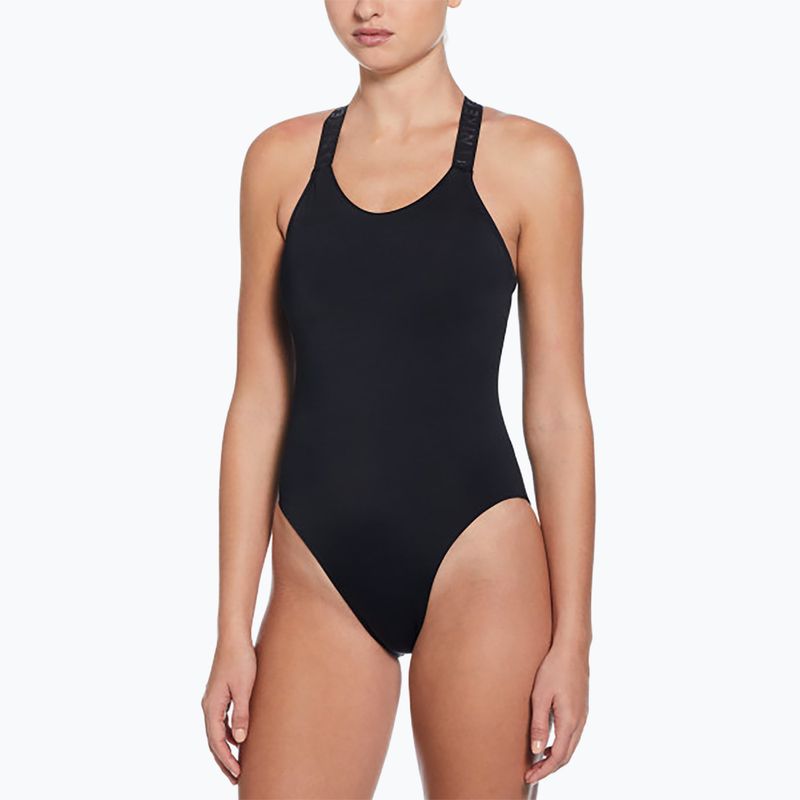 Einteiliger Damen-Badeanzug Nike Hydralock Fusion Racerback schwarz