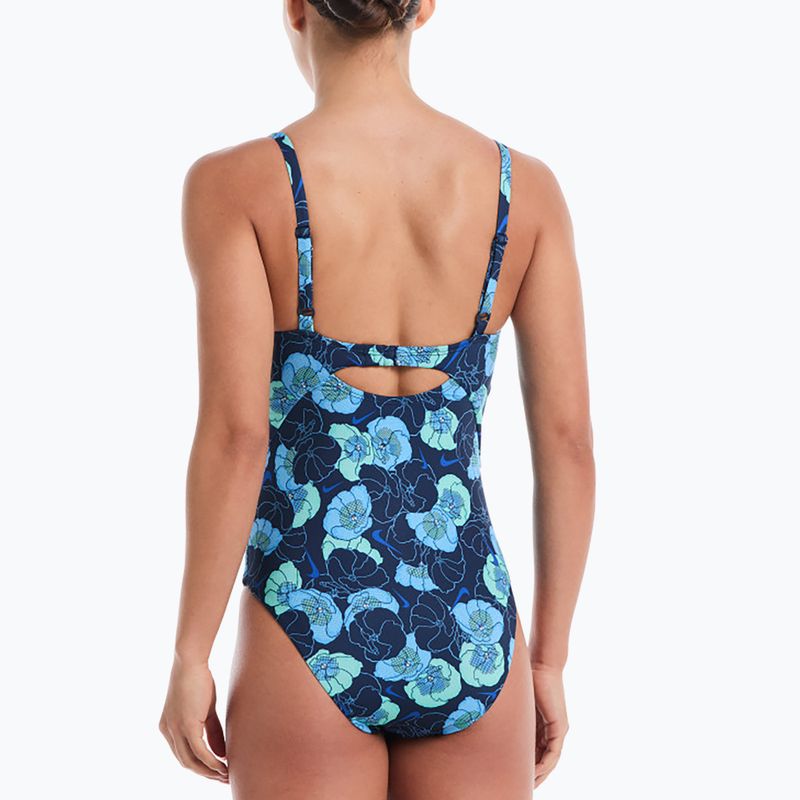 Einteiliger Damen-Badeanzug Nike Poppy Print V-Neck midnight navy 3