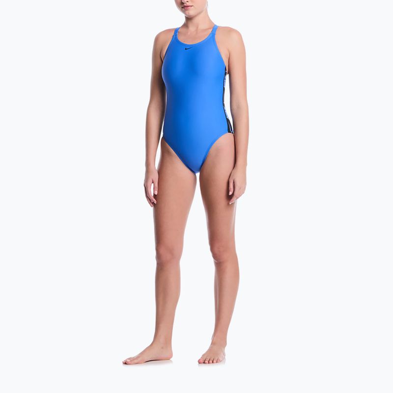 Damen Badeanzug Nike Logo Tape Fastback blue crystal 2