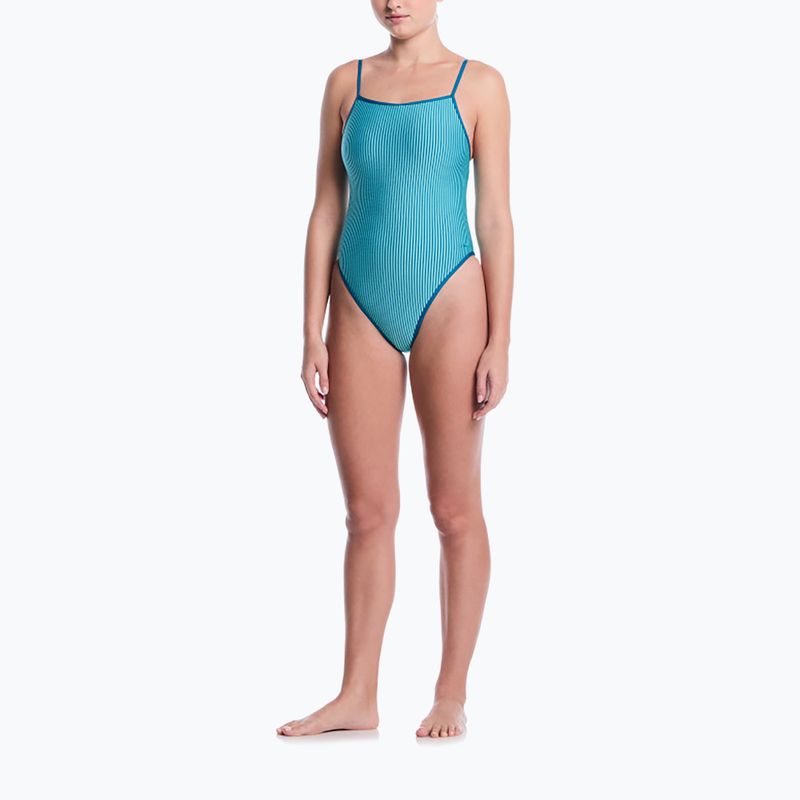 Damen Badeanzug Nike Ocean Bound Ripple Texture Square Neck bleached turquoise 2