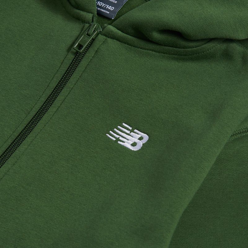 Kinder-Sweatshirt New Balance Brush Back Small Logo Full Zip Hoodie dark alpine green 3