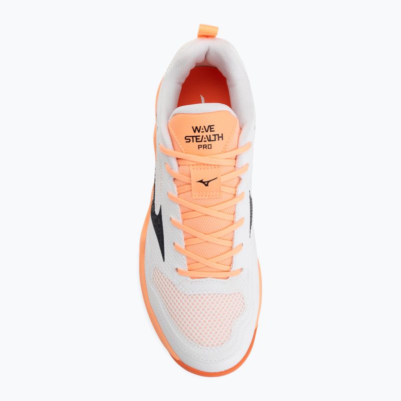 Handballschuhe Mizuno Wave Stealth Pro white/black/flamingo coral 5