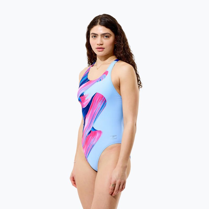 Damen-Einteiler Badeanzug Speedo FL Placement Printed Powerback brushy shadows/cruise 4