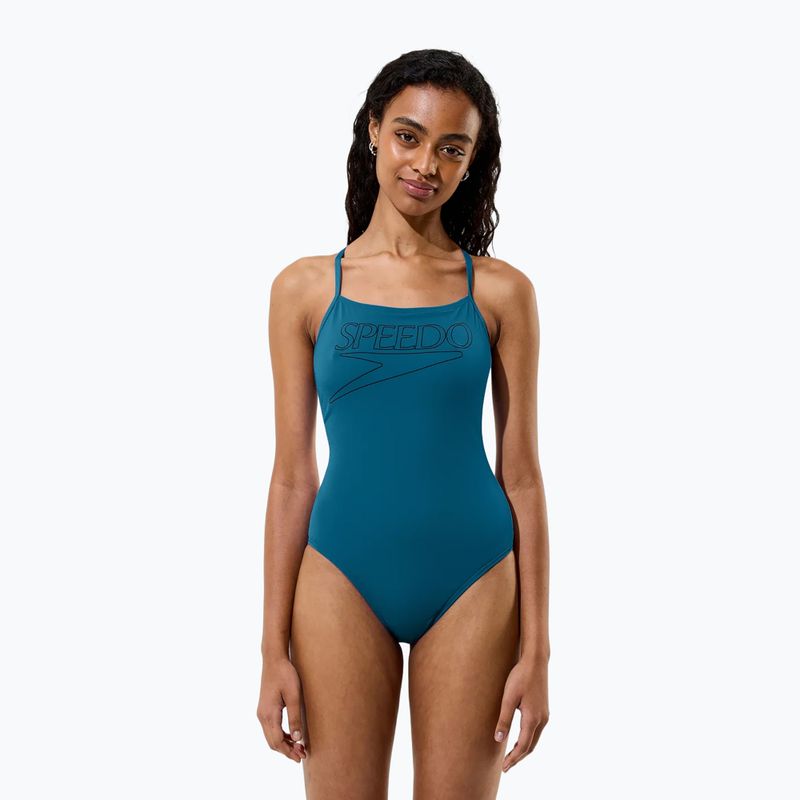 Damen-Einteiler Badeanzug Speedo Endurance+ Logo Thin Strap teal abyss 3