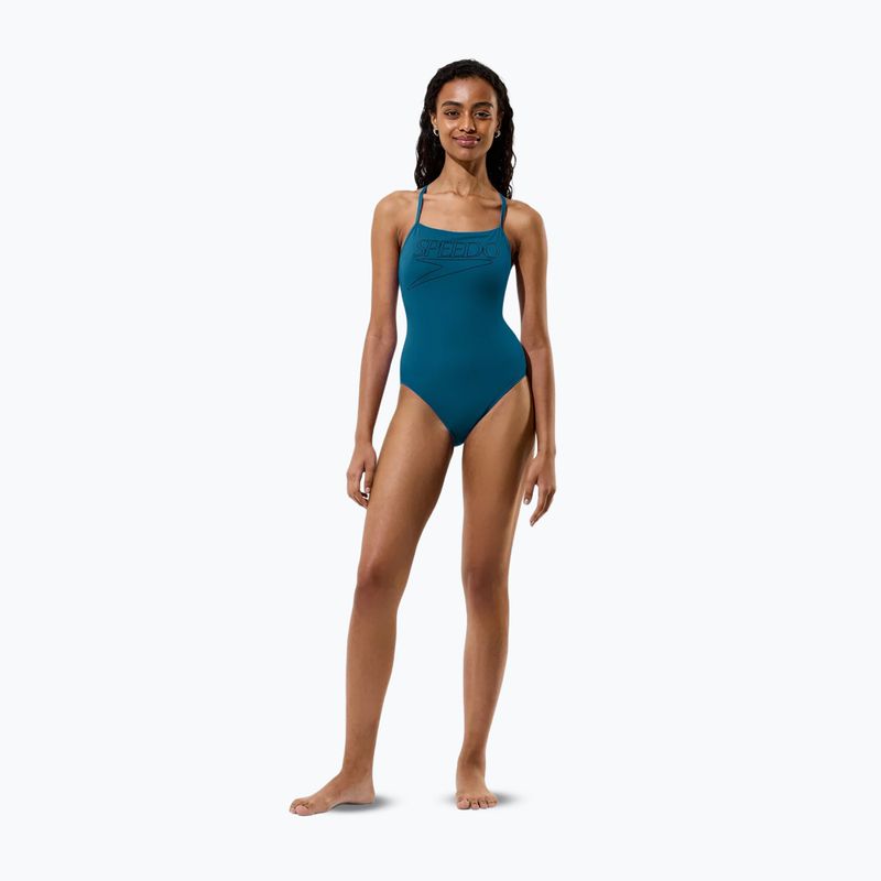 Damen-Einteiler Badeanzug Speedo Endurance+ Logo Thin Strap teal abyss 4