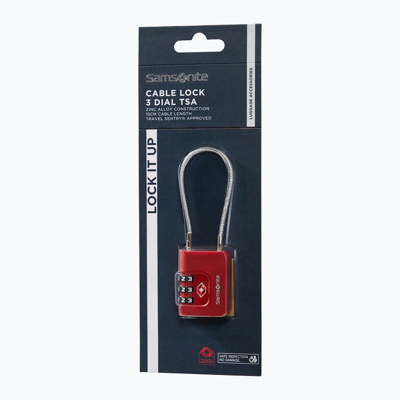 Vorhängeschloss Samsonite Cablelock 3 Dial TSA red 3